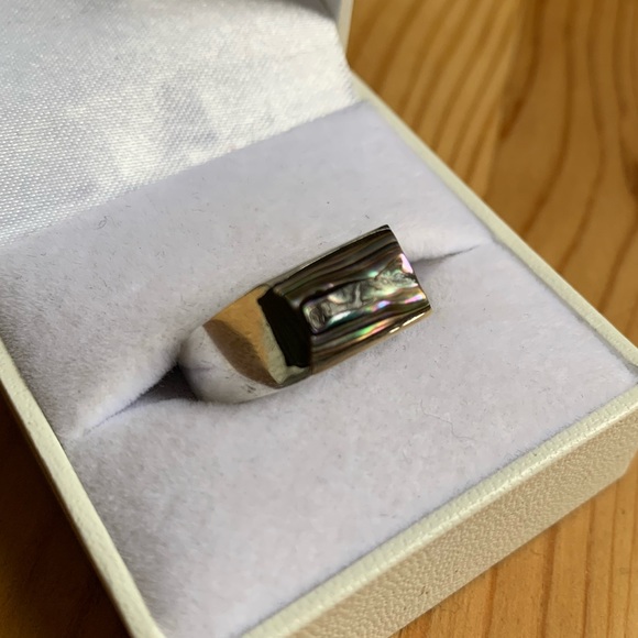 925 Mexico Silver Ring with Dark Agate type stone - Picture 3 of 6